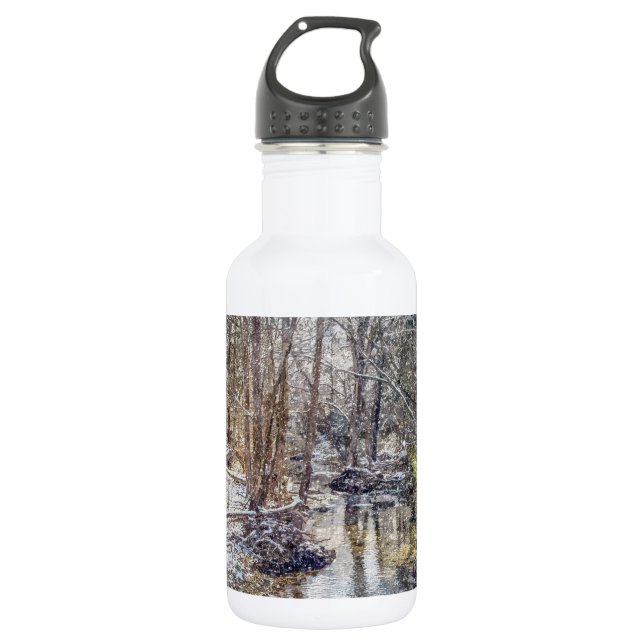 Branson Fall Creek Winter Snow Painterly Stainless 532 Ml Water Bottle (Front)