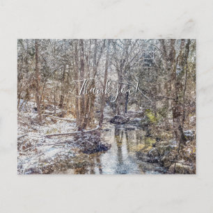 Branson Fall Creek Winter Snow Painterly Thank You Postcard