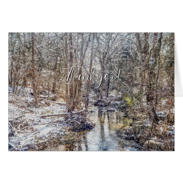 Branson Fall Creek Winter Snow Thank You Card (Front Horizontal)