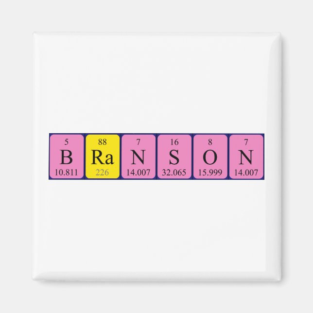 Branson periodic table name magnet (Front)