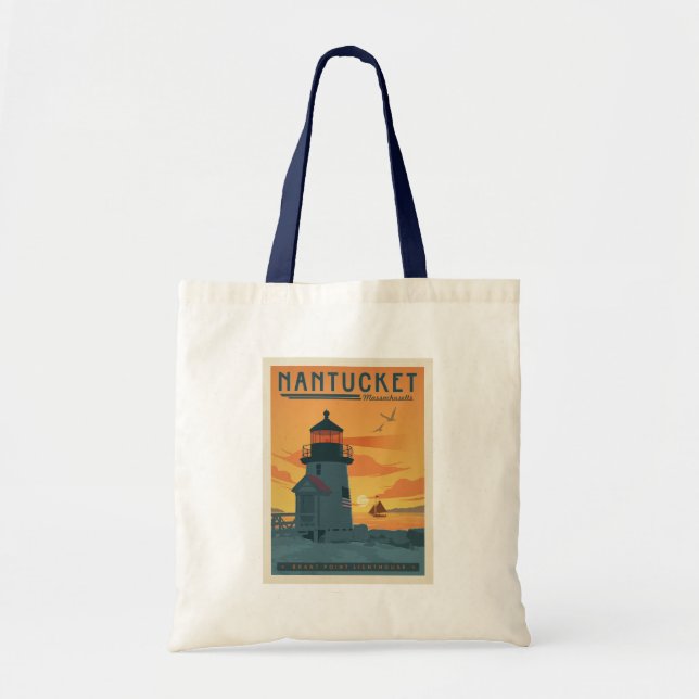Brant Point Lighthouse | Nantucket MA Tote Bag (Front)