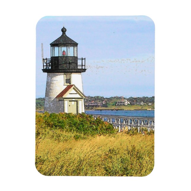 Brant Point Lighthouse Vintage Nantucket Magnet (Vertical)
