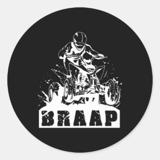 Brap Quad Racing Extreme Sports ATV Rider Gift Classic Round Sticker