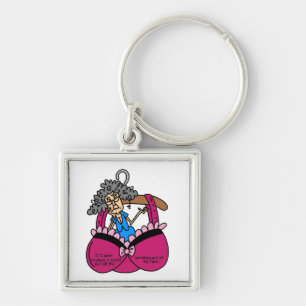 Bras and Wrinkles Humour Key Ring