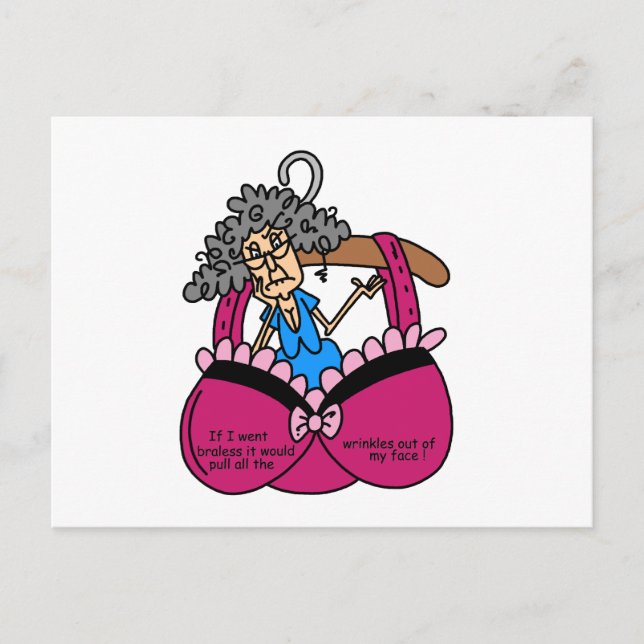 Bras and Wrinkles Humour Postcard (Front)