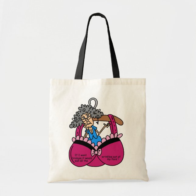 Bras and Wrinkles Humour Tote Bag (Front)