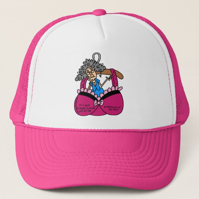 Bras and Wrinkles Humour Trucker Hat (Front)