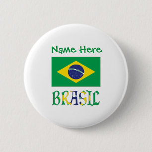 Brasil Bandera do Brasil Green Personalised 6 Cm Round Badge