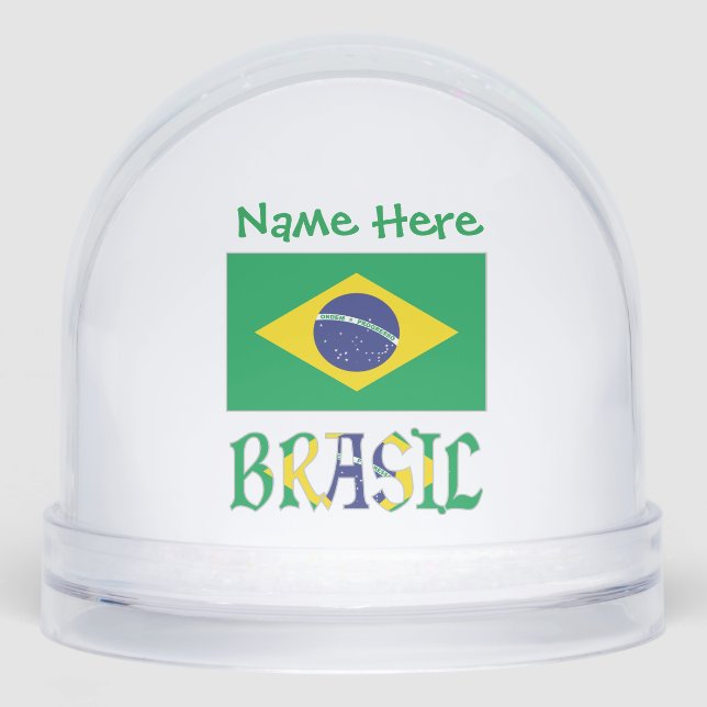 Brasil Bandiera Brazil Green Personalised  Snowglobe (Front)