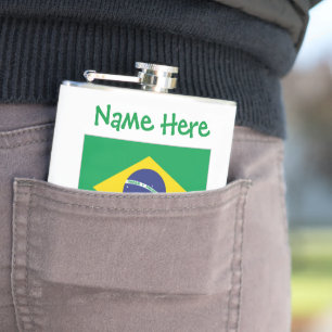 Brasil Bandiera do Brasil Personalised Hip Flask