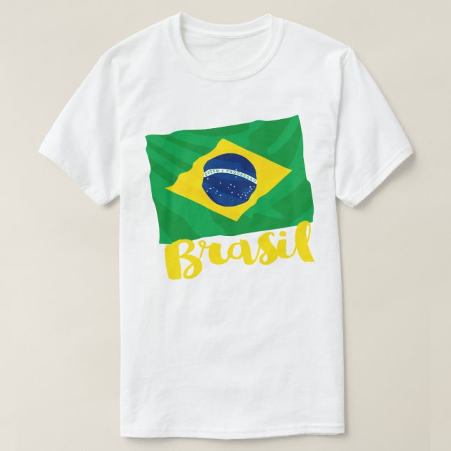 Brasil Brazil Flag T-Shirt (Design Front)
