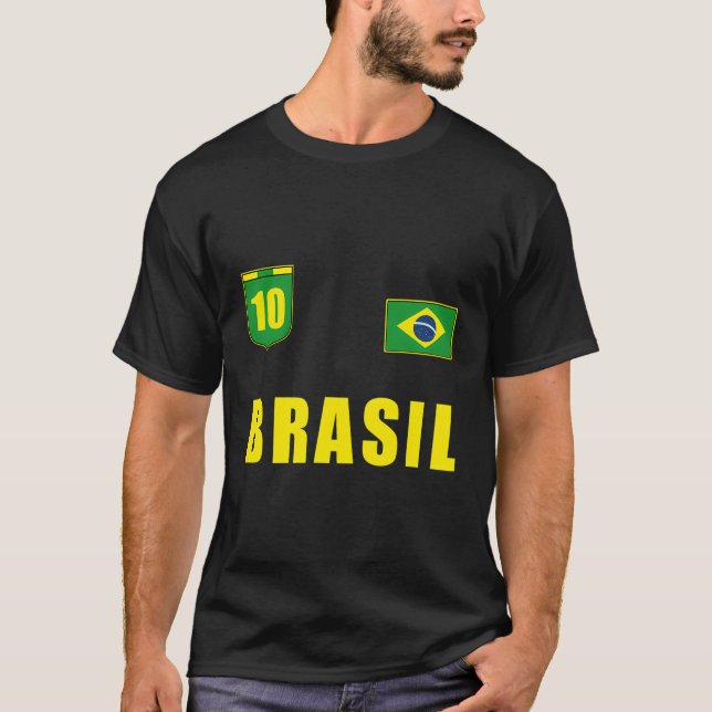 Brasil Brazil Soccer Player Jersey Flag Trikot T-Shirt (Front)