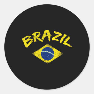 Brasil Brazilian National Flag Soccer Jersey Footl Classic Round Sticker