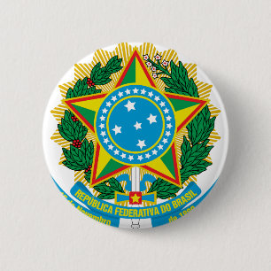 Brasil  Coat of Arms 6 Cm Round Badge