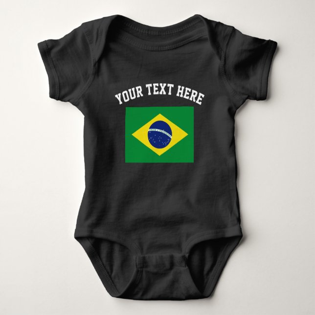 Brasil flag football sports jersey baby bodysuit (Front)