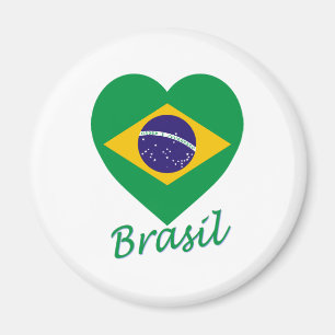 Brasil Flag Heart Magnet