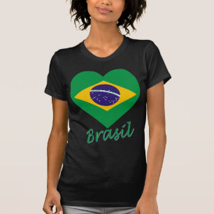 Brasil Flag Heart T-Shirt