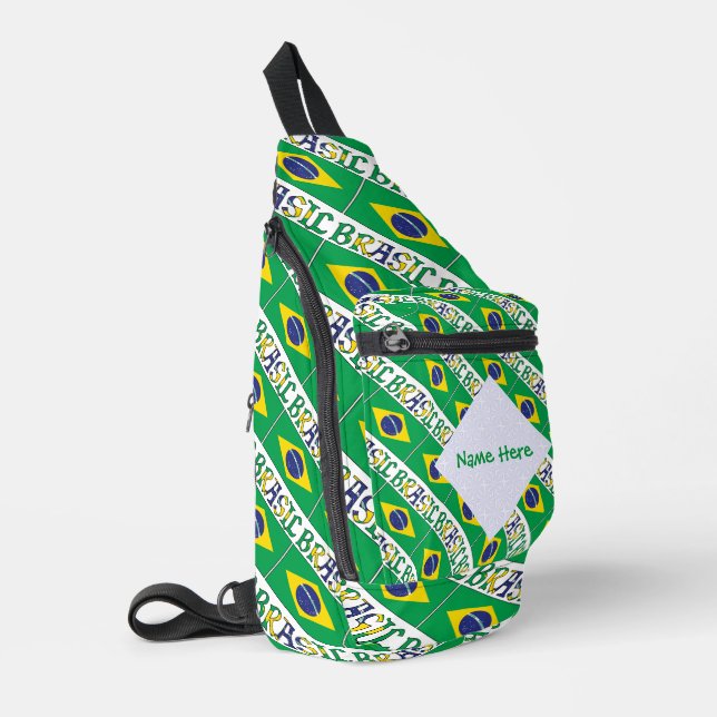 Brasil Flag Personalised Tiled Sling Bag (Left Corner)