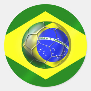 Brasil Futebol Bandeira soccer ball flag of Brazil Classic Round Sticker