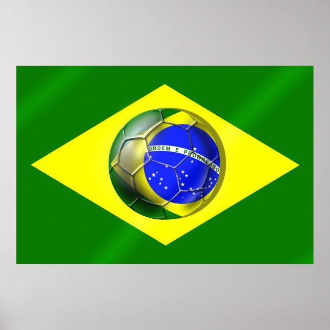 Brasil Futebol Bandeira soccer ball flag of Brazil Poster (Front)