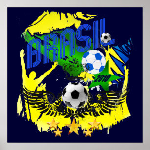 Brasil Grunge 2010 soccer lovers futbol gifts Poster