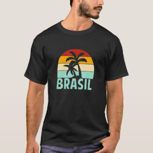 Brasil Jersey For Love Brazil Flag Palm Tree Retro T-Shirt
