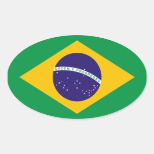 Brasil National Flag Oval Sticker
