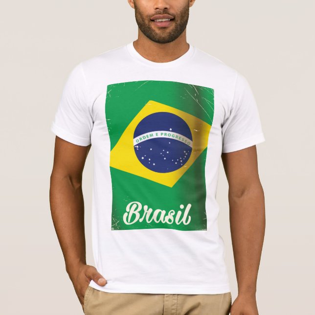 Brasil national flag vintage travel poster T-Shirt (Front)