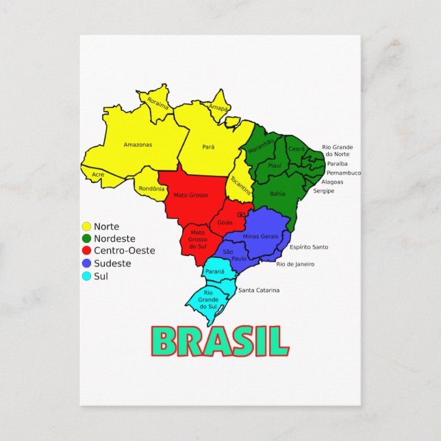 Brasil. Regions in Colour Postcard (Front)