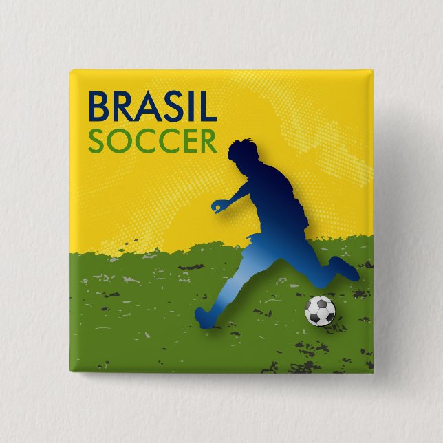 Brasil Soccer 15 Cm Square Badge (Front)