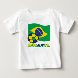 Brasileiro Futebol e Bandeira Brasil in Portuguese Baby T-Shirt