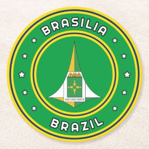 Brasilia Coat Of Arms Brazil Round Paper Coaster