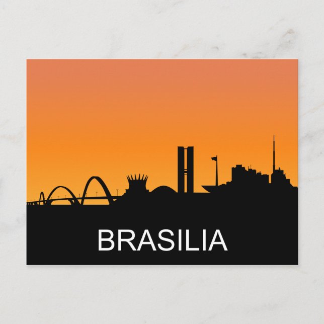Brasilia silhouette, summer sunset, illustration postcard (Front)