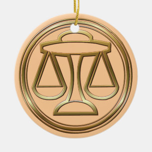 Brass and Copper Libra Ceramic Tree Decoration