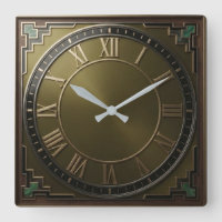 Brass Art Deco Luxury Malachite Corner Roman Numer