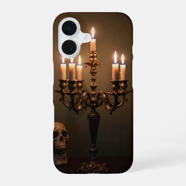 Brass Candelabra and Skull Gothic Case (Back)