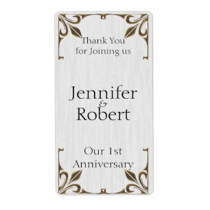 Brass Clock 1st Anniversary Wine Label