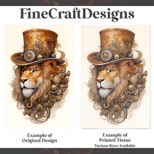 Brass & Copper Chic Steampunk Lion E1L Decoupage Tissue Paper (Creator Uploaded)