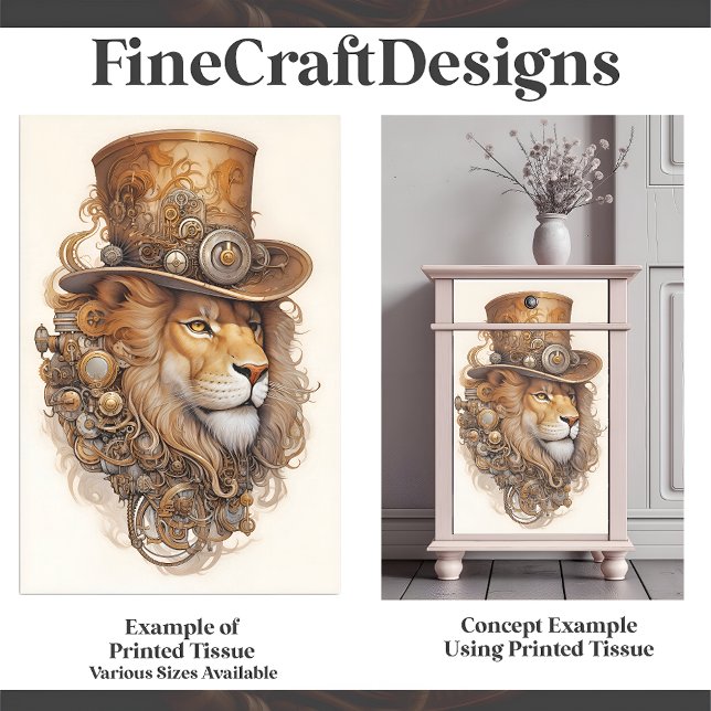 Brass & Copper Chic Steampunk Lion E1R Decoupage Tissue Paper (Creator Uploaded)