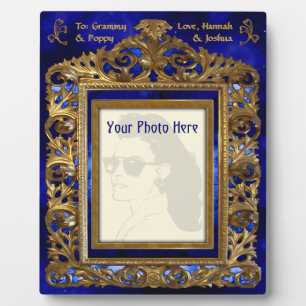 Brass Edwardian Frame on Blue - Personalised