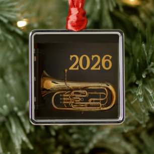 Brass Horn Christmas Ornament