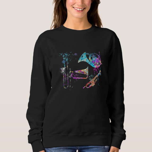 Brass Instrument Silhouette Brass Instruments Sweatshirt (Front)