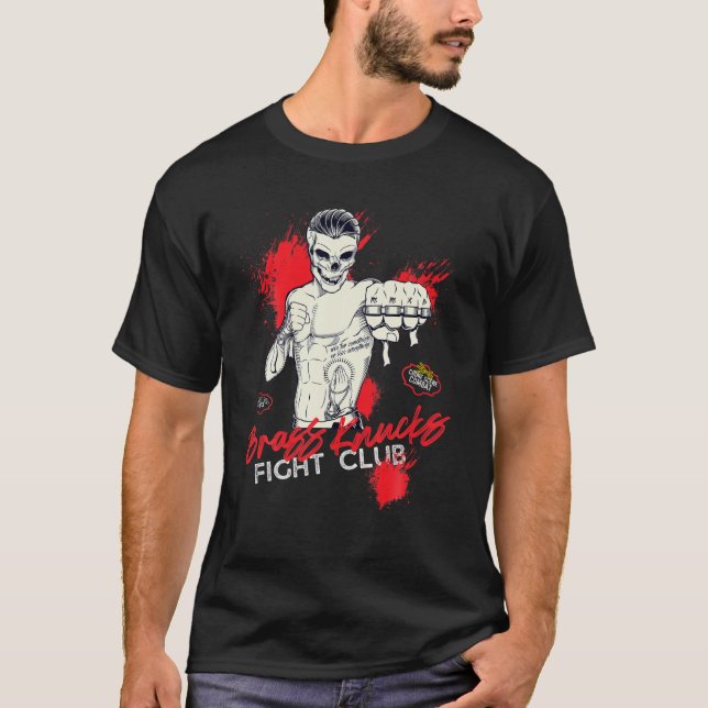 Brass Knucks Skeleton Fighter Shootfighting T-Shirt (Front)