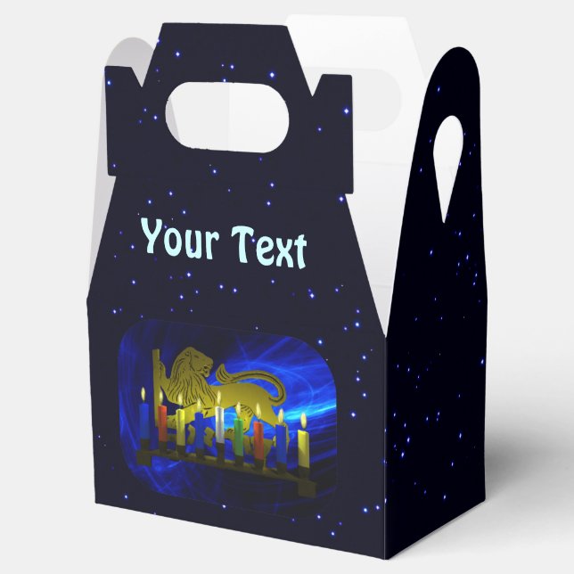 Brass Lion Menorah Favour Box (Opened)