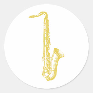 Brass Sax Classic Round Sticker