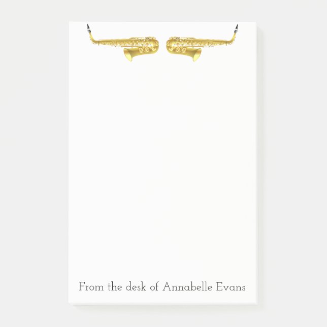 Brass Saxophones Personalise Post-it Notes (Front)