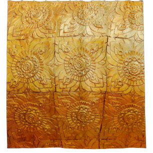 Brass square with patternabstract, art, graphic de shower curtain