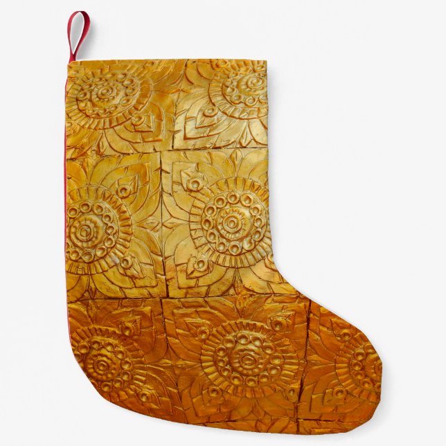 Brass square with patternabstract, art, graphic de small christmas stocking (Front)