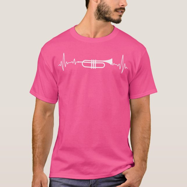 Brass Trumpet Heartbeat Musical Pulse Line Trumpet T-Shirt (Front)