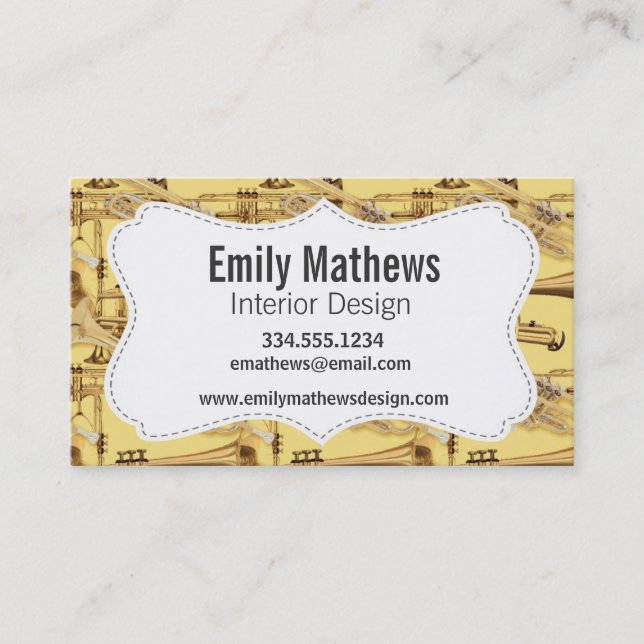 Brass Trumpet Pattern Business Card (Front)